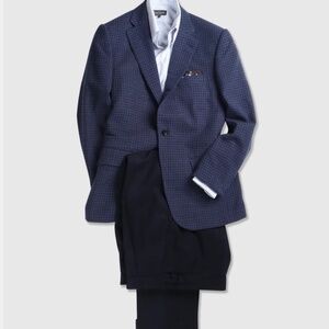 JOS A BANK Black Gray Houndstooth Suit Jacket Blazer 100% Wool Single Breast 39R